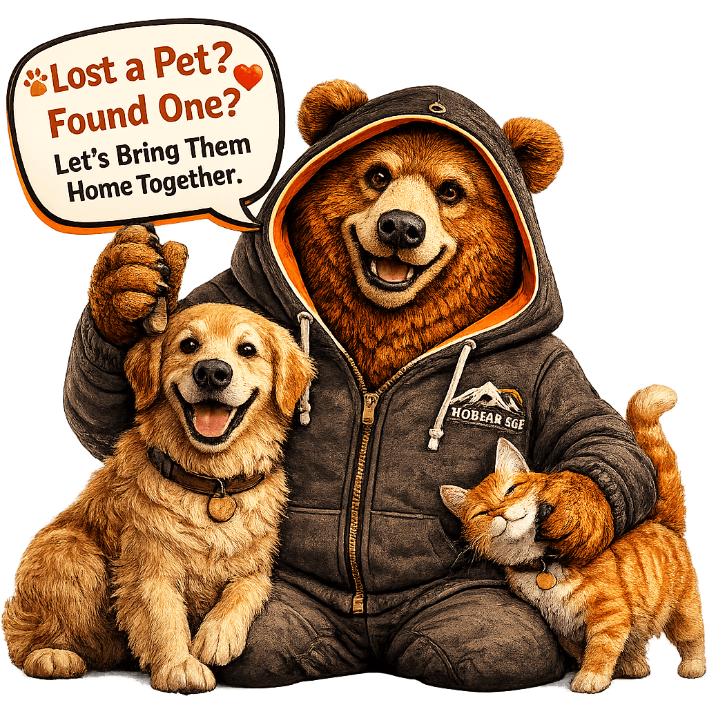 Buzzy Bear helping Big Bear pets find their way home
